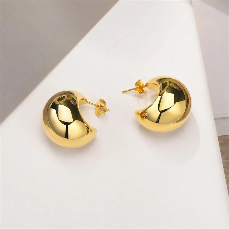 Chunky Gold Dome Earrings